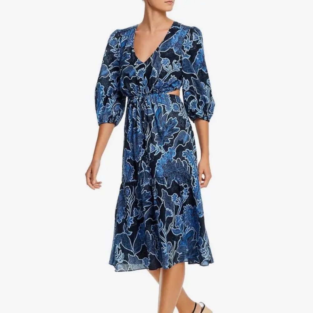 Parker Blue Cotton Cut out Dress